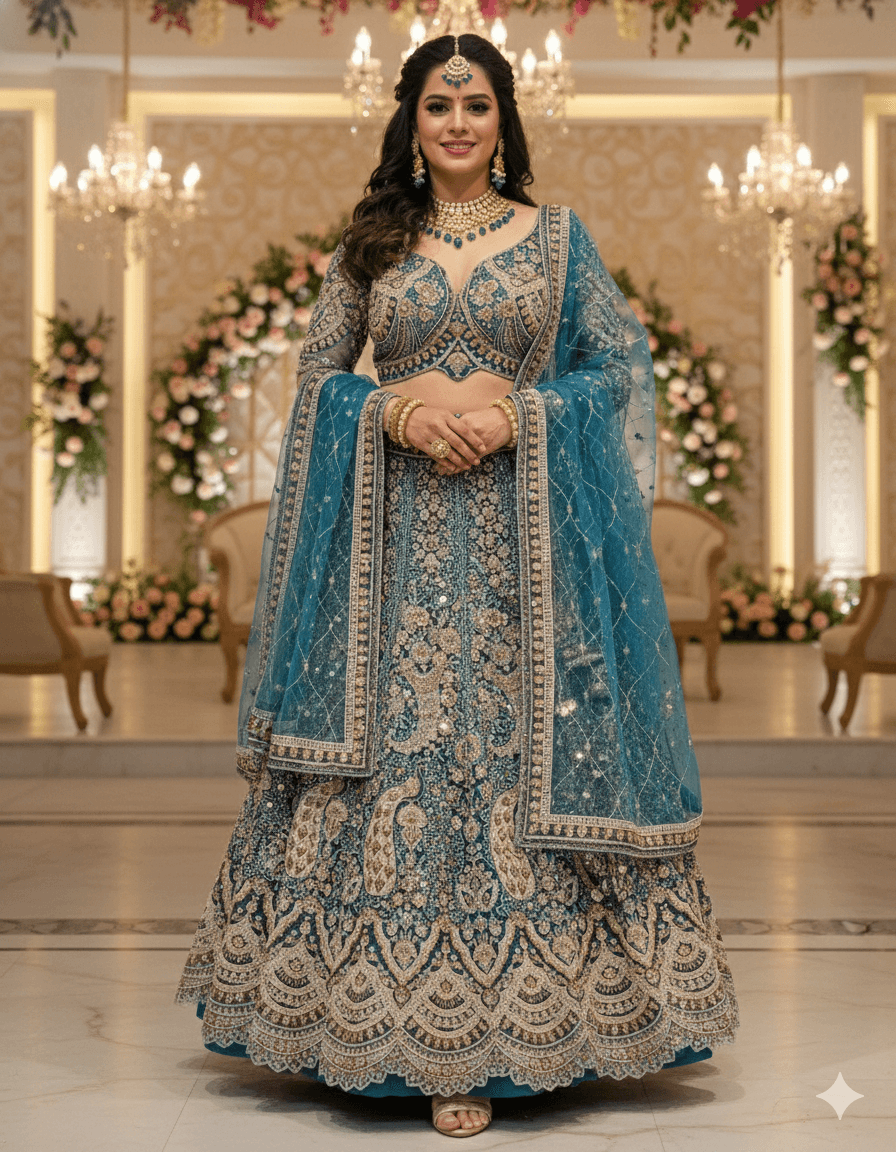 SSC ready to wear peacock lehnga with blouse & dupatta