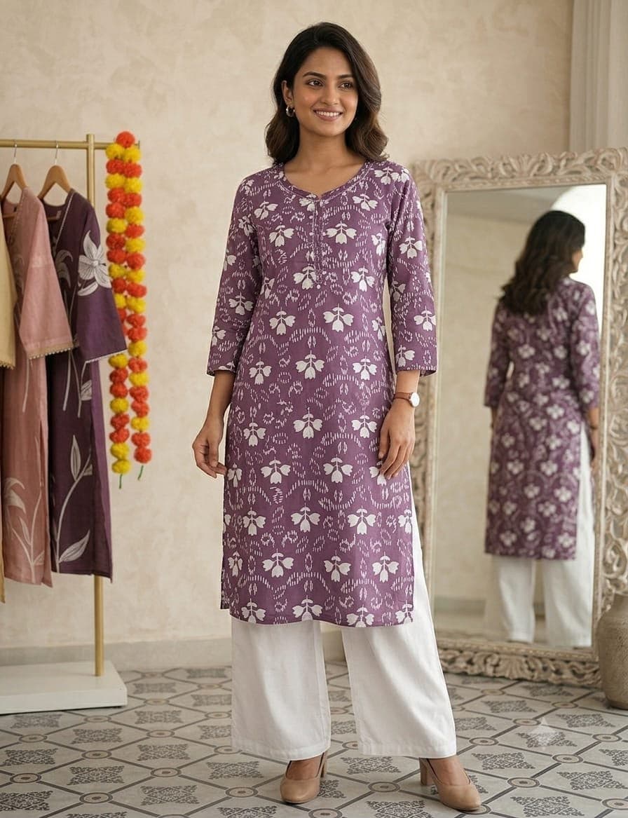 SS collection embroidery printed long kurti
