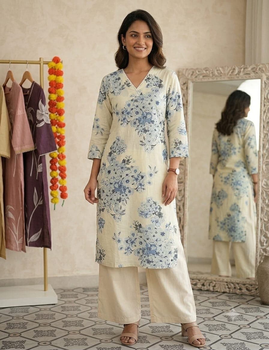 SS Collection flower printed long kurti
